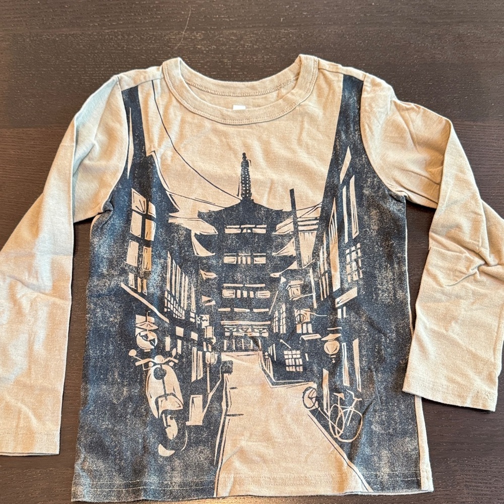 Tea Collection Kids Long Sleeve Tee - Tan and Black